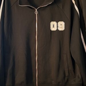 Black Zip-Up Jacket And Short Set with 09 Print Size 3X